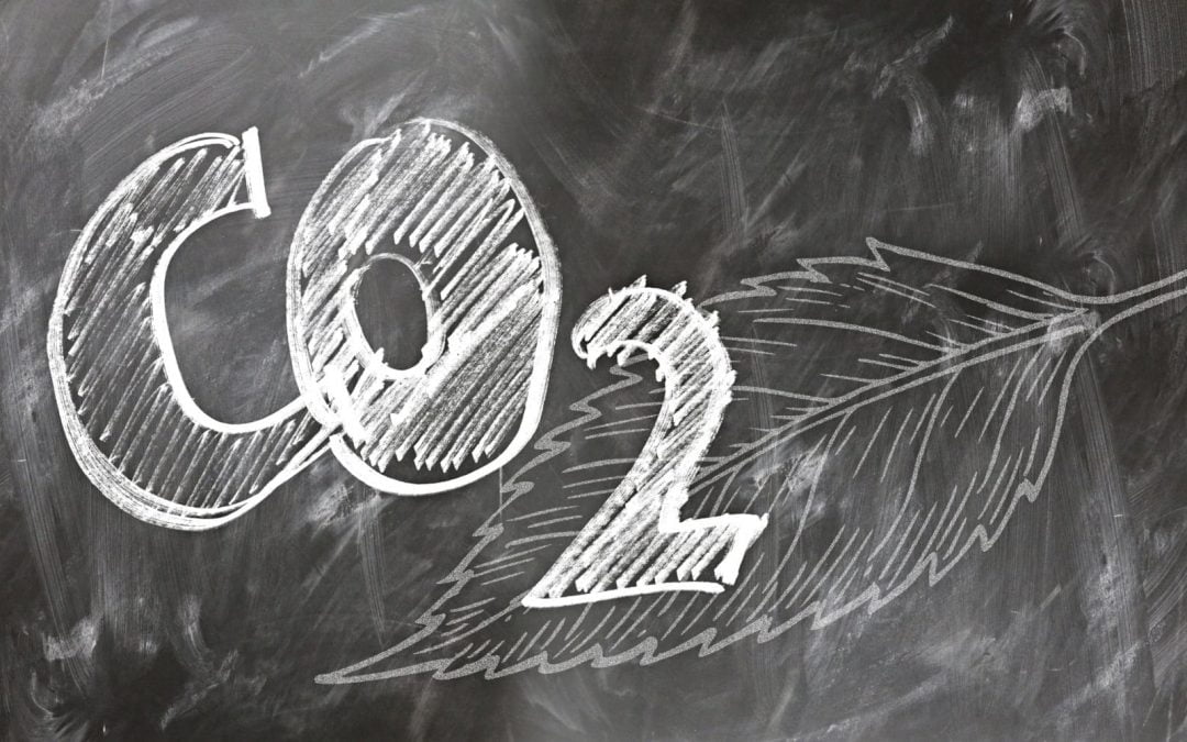 CO2 written on a chalkboard