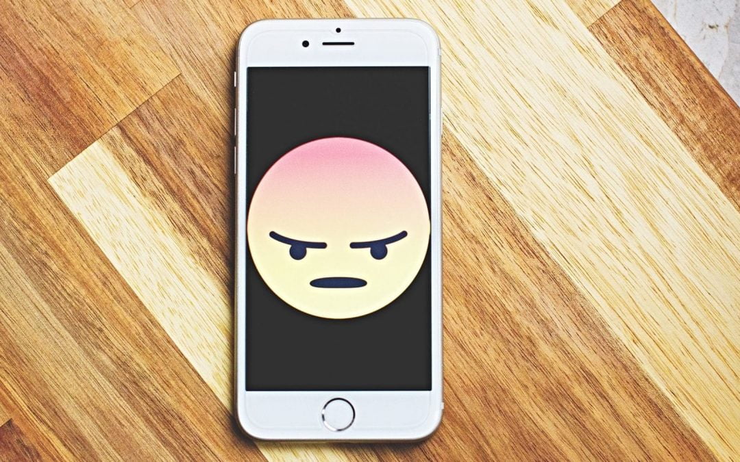 Angry emoji on smartphone