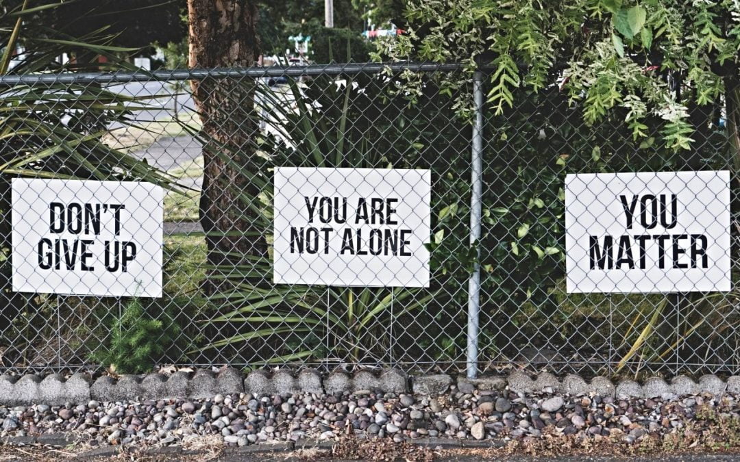 Three signs on chain-link fence