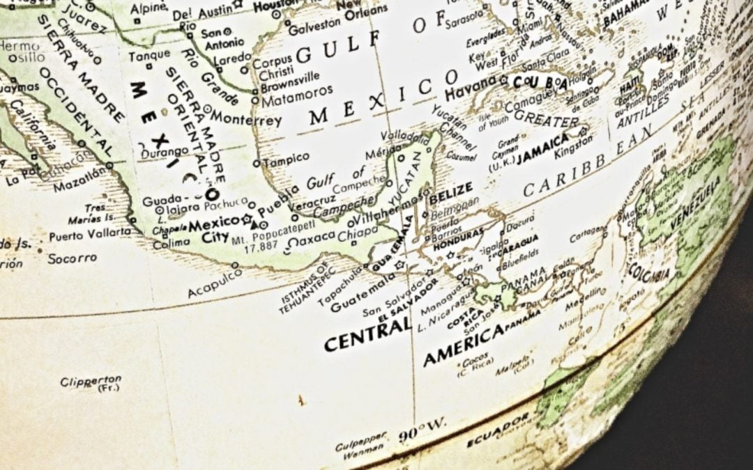 Globe focusing on Mexico and Latin American nations