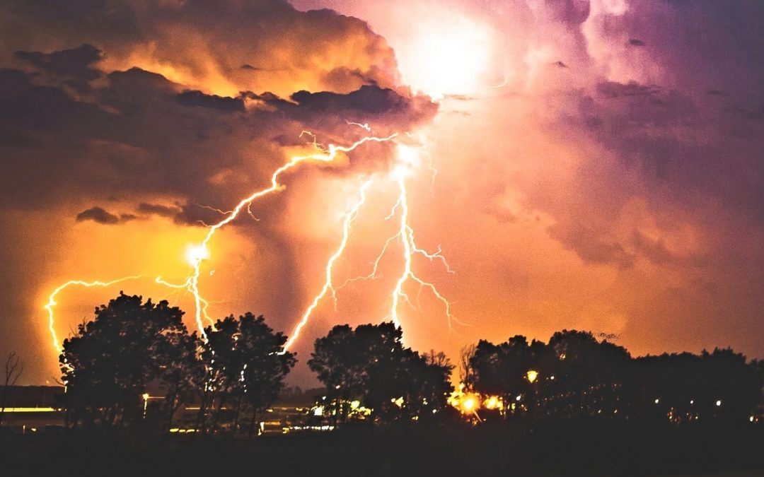Lightning storm at night