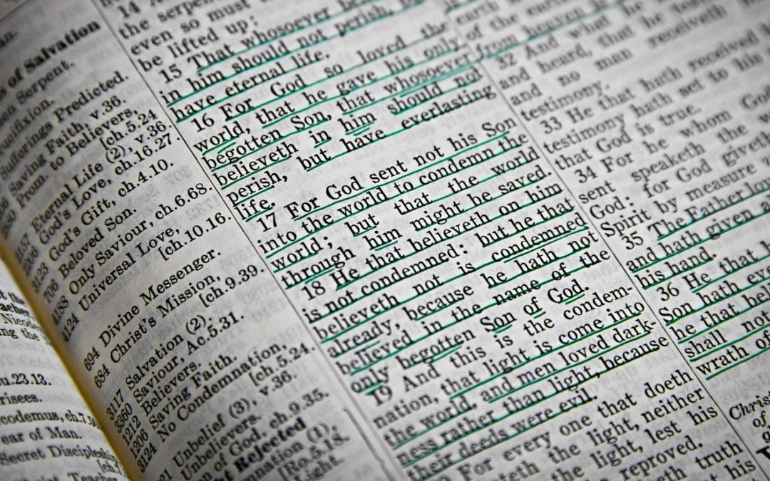 Bible open to underlined verses
