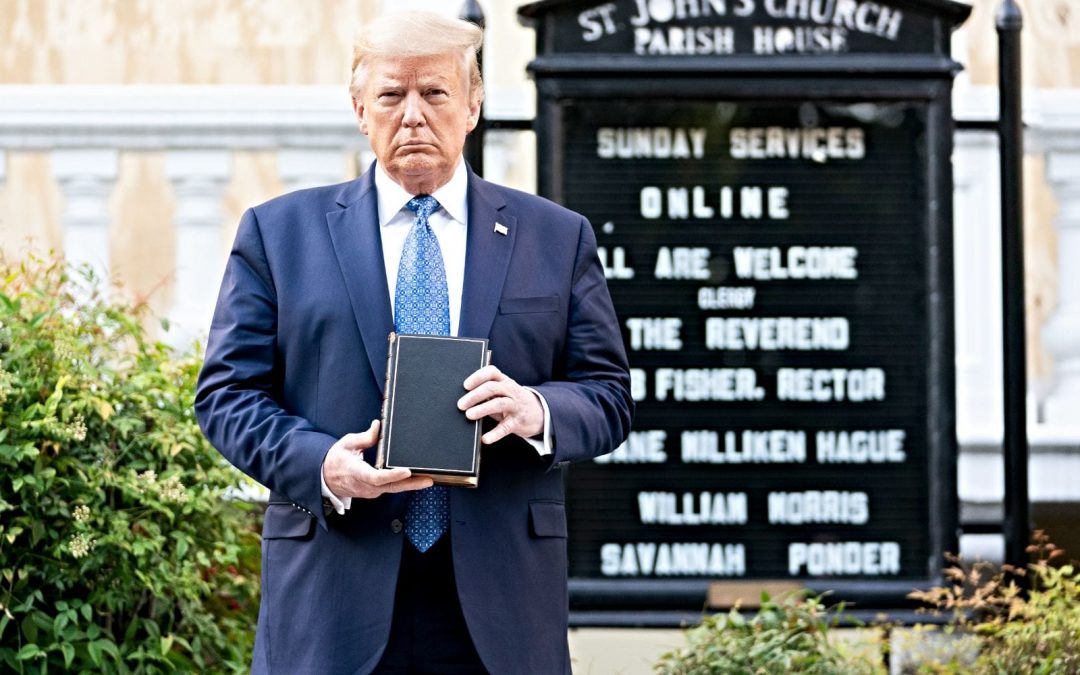 President Trump with Bible in front of St. John’s Episcopal Church