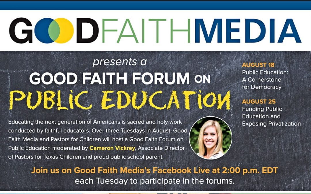 Flier for Good Faith Media public education forum