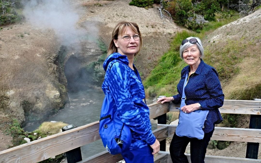 Jackie Riley, left, and Mary Etta Sanders at Yellowstone National Park