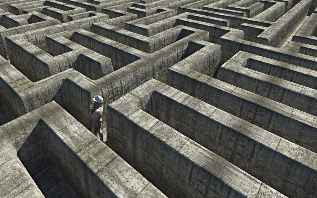 Man standing in large maze
