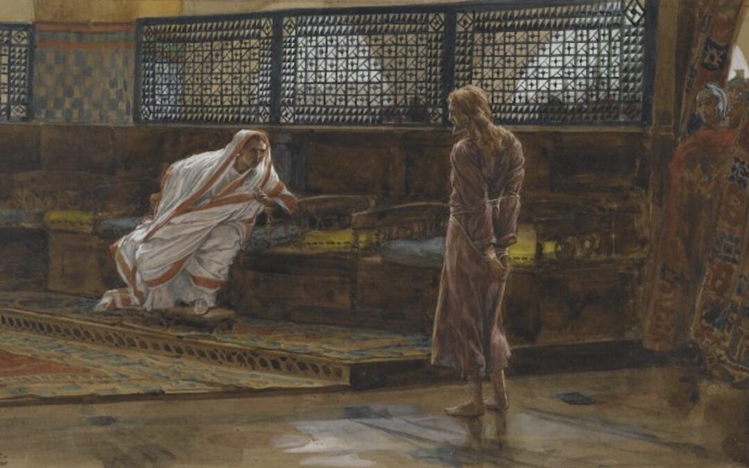A painting of Jesus appearing before Pontius Pilate.