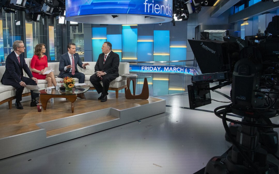 Then Secretary of State Michael R. Pompeo participating in an interview with Fox and Friends in New York City on March 6, 2020.