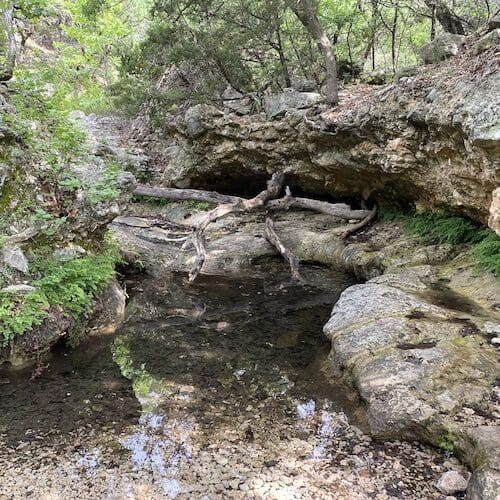 A natural spring surrounded by rocks.