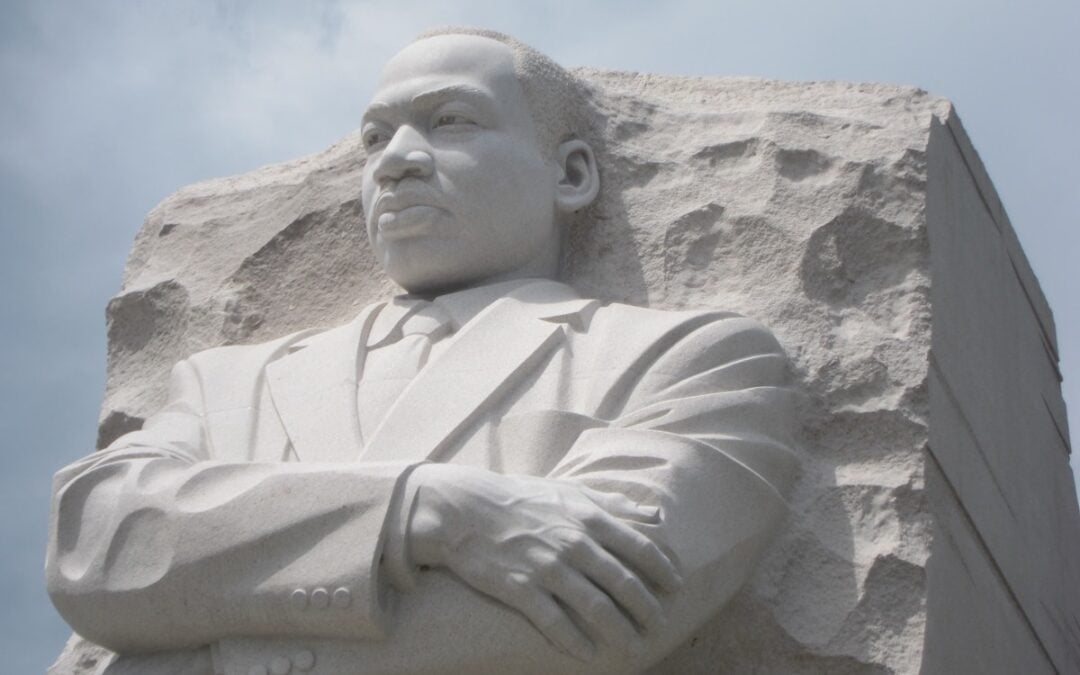 A rock statue of Martin Luther King Jr.