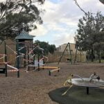 A closed playground in Fairfield, a suburb of Melbourne, Victoria, Australia, in April 2020.