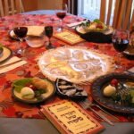 A Passover Seder table setting.