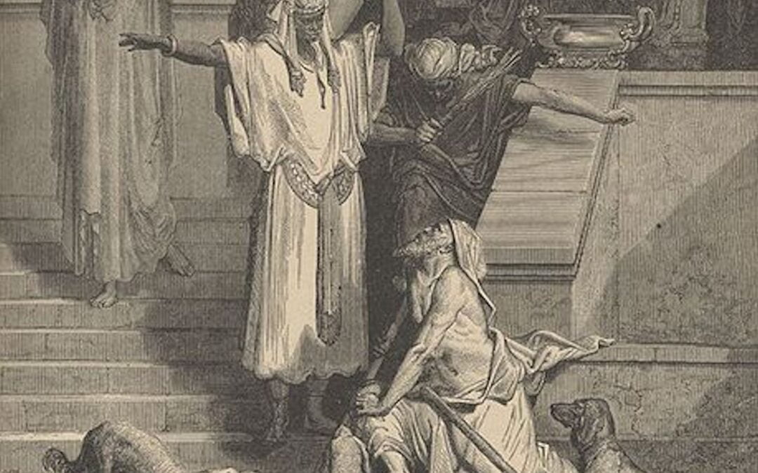 An illustration by Gustave Doré of the parable of the rich man and Lazarus from the Gospel of Luke.