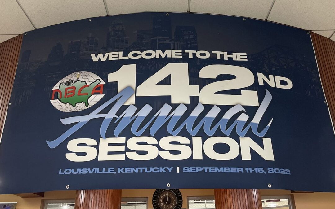 A banner for the National Baptist Convention of America’s 142nd annual session.