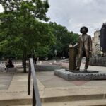 A statue of Frederick Douglass at Frederick Douglass Circle in New York City.