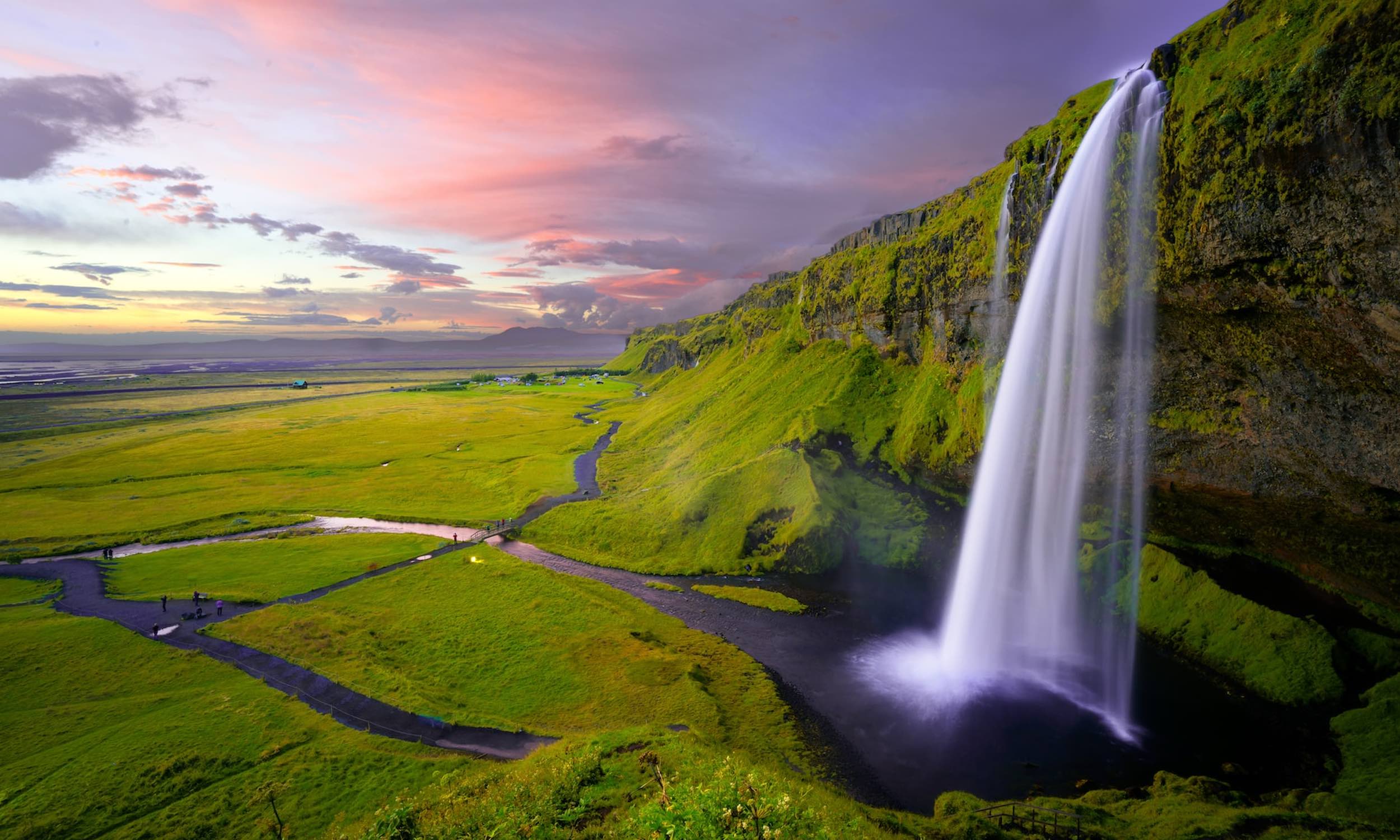 A waterfall in iceland.
