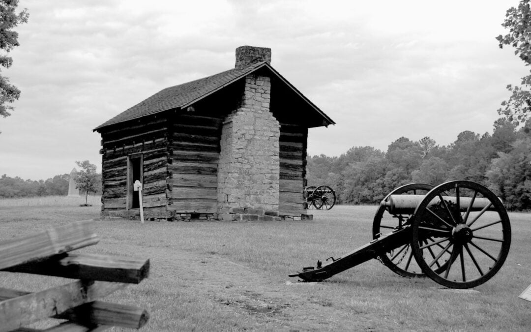 A log cabin in Chickamauga Battlefield in northwest Georgia.