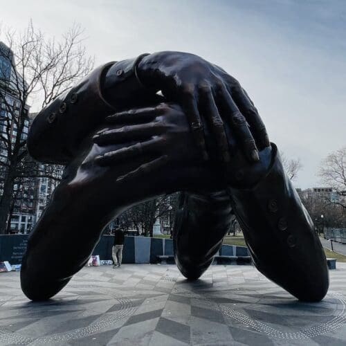 “The Embrace” sculpture in Boston Commons.