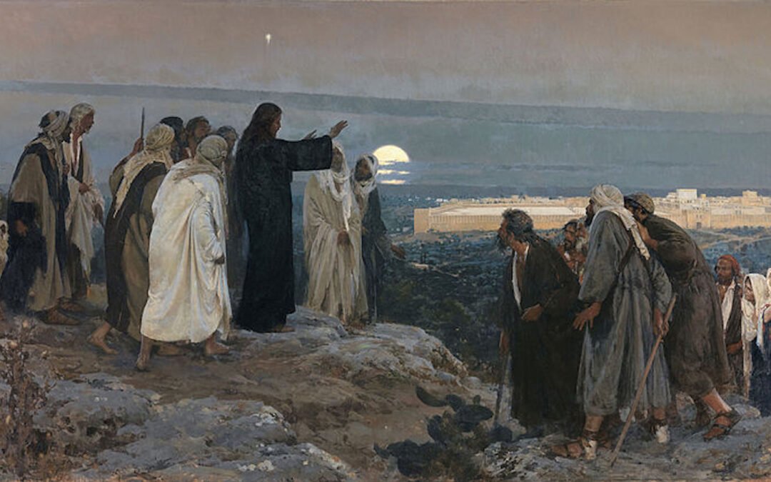 Enrique Simonet’s oil-on-canvas painting of Jesus looking over the city of Jerusalem and weeping, as described in Luke 19.