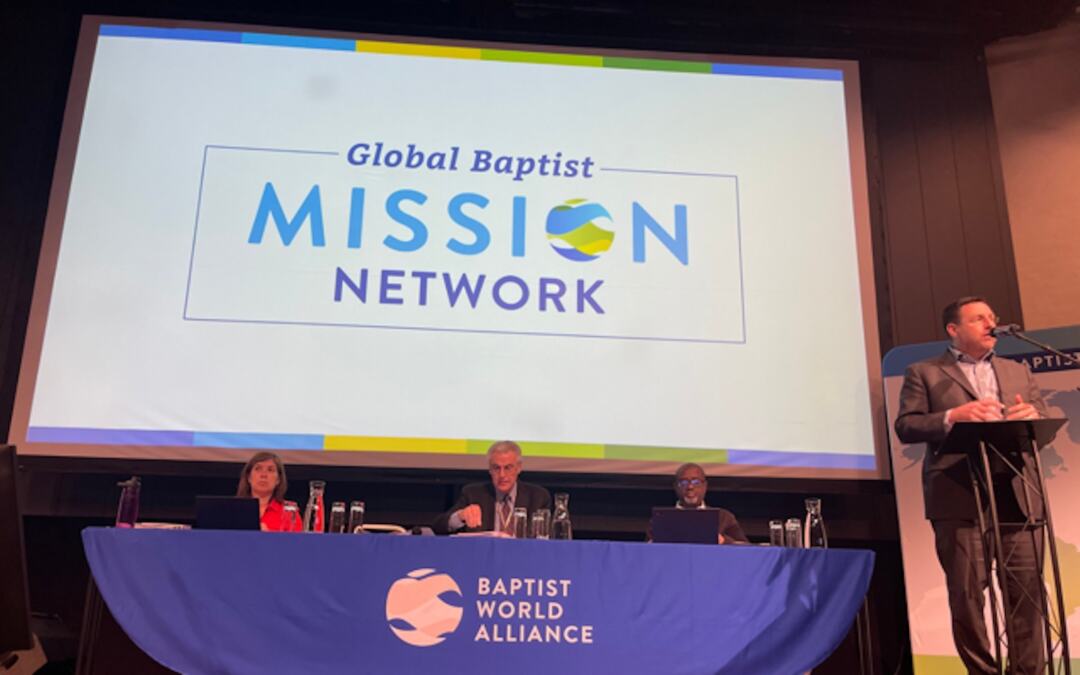 Elijah Brown announcing Global Baptist Mission Network in Stavanger, Norway.