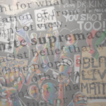 The definition of white supremacy overlaid with images of protest.