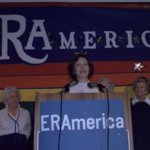 Rosalynn Carter speaks to an audience of ERA supporters.