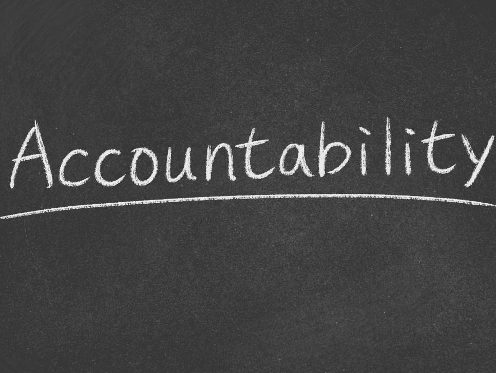 The word “Accountability” written on a chalkboard.