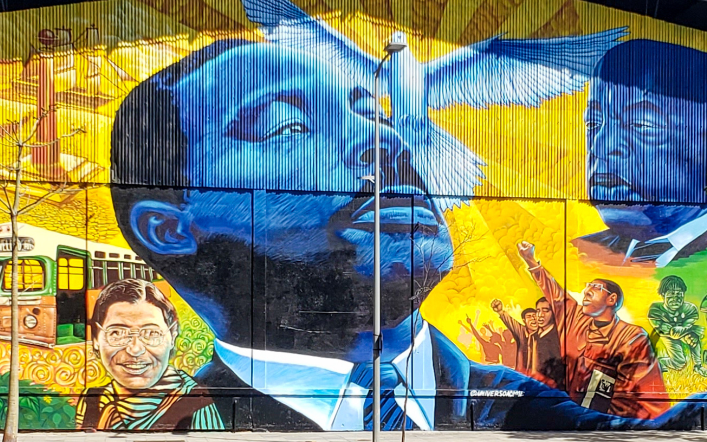 Section of a mural honoring African American and Brazilian Civil Rights leaders in Rio De Janeiro