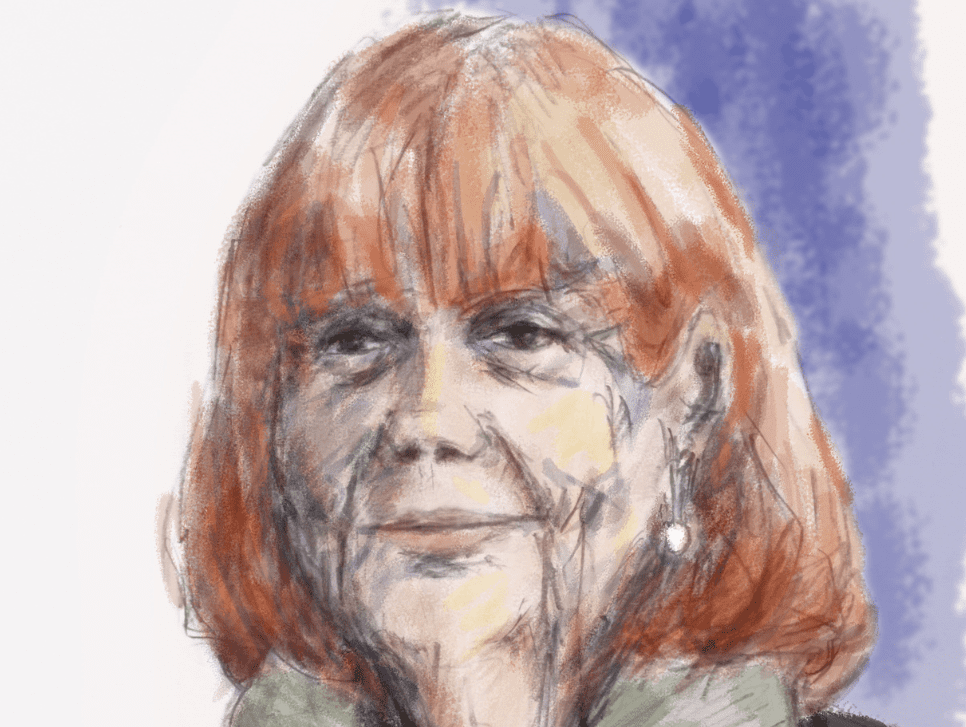 A watercolor drawing of Giséle Pelicot.