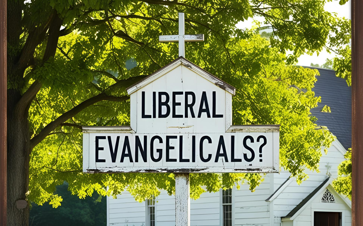 An image of a church sign with the words “Liberal Evangelicals?” written on it.
