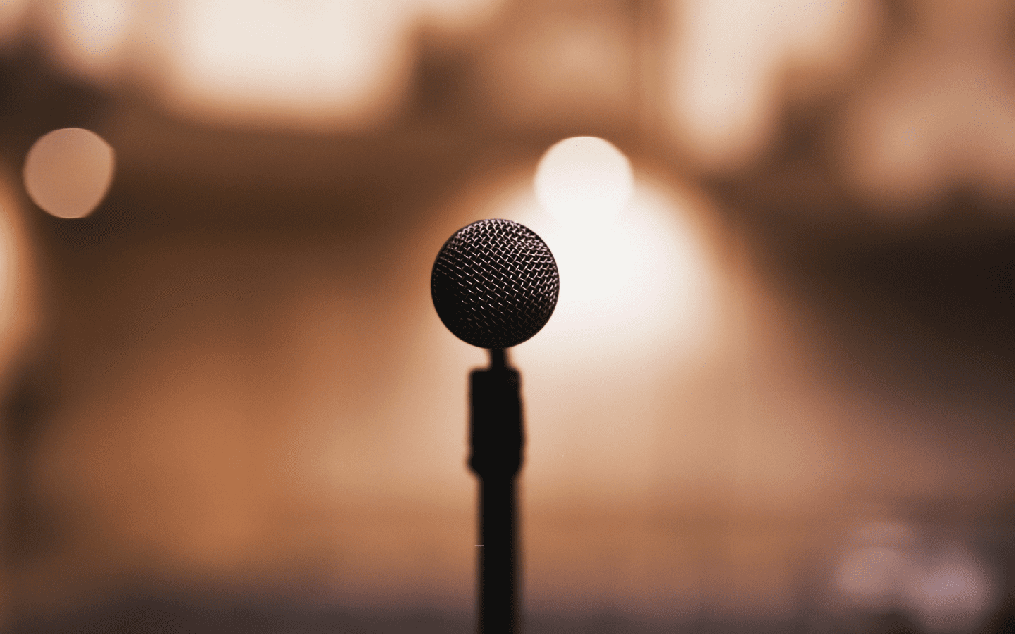 A microphone on a stage.