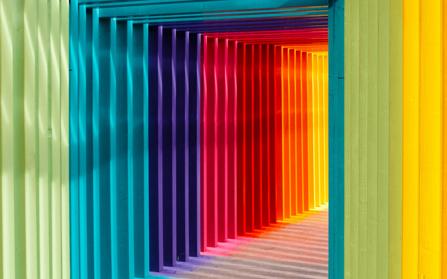 A multi-colored walkway.