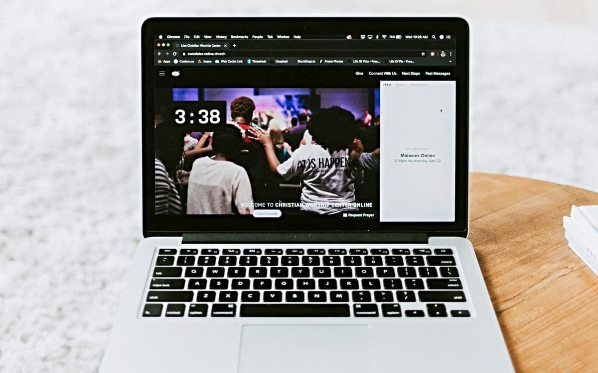 Back of congregation on laptop