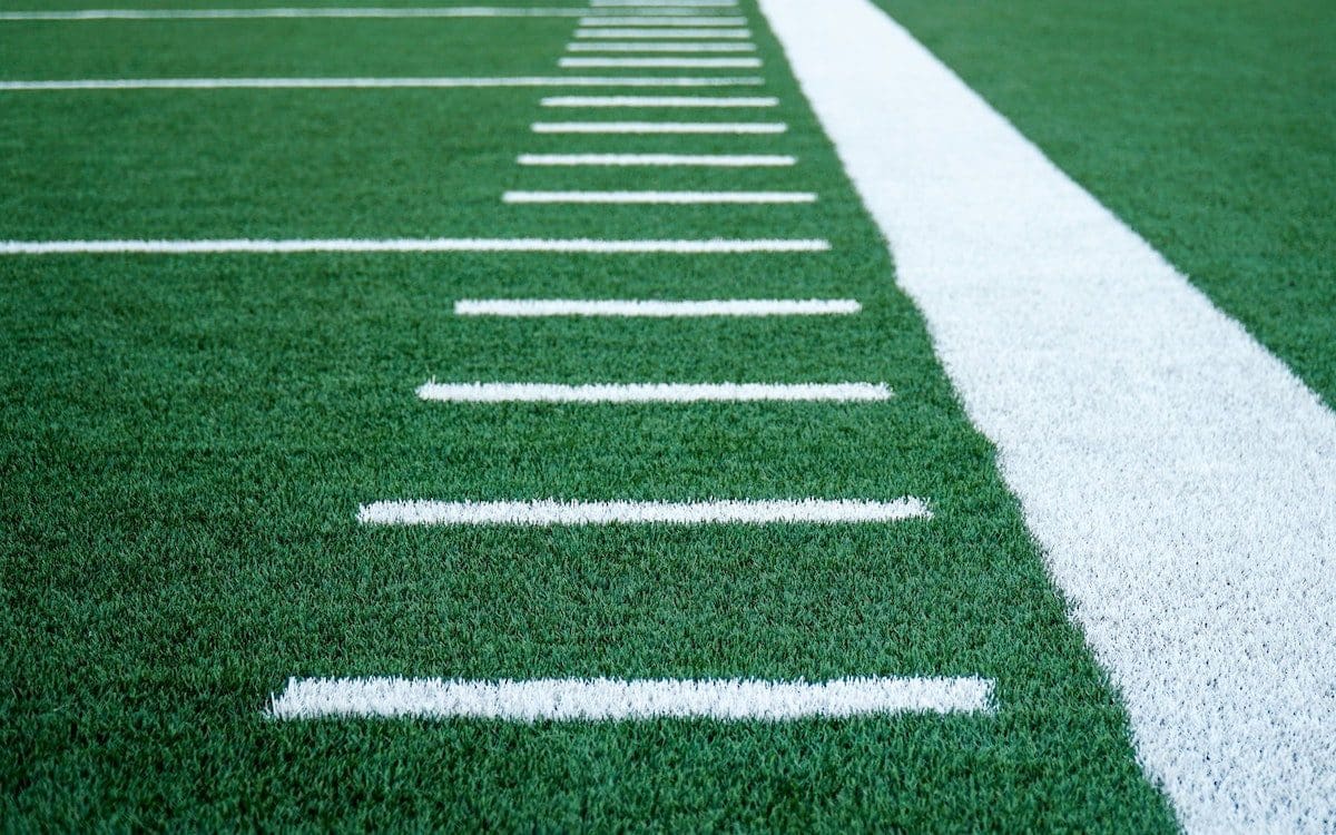 A football field sideline.