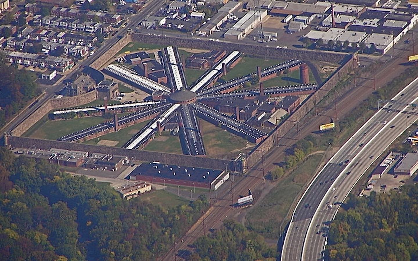 The Holmesburg Prison in Philadelphia seen from the air.