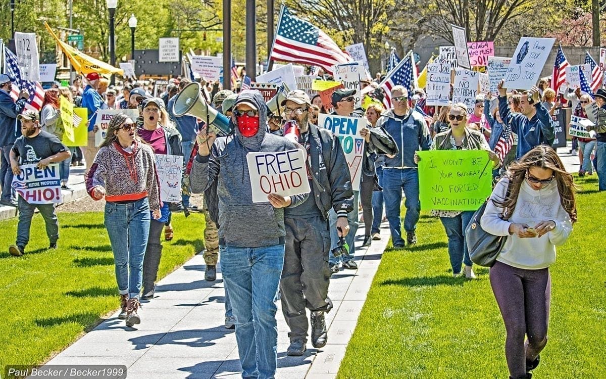 Group protesting lockdown restrictions for COVID-19