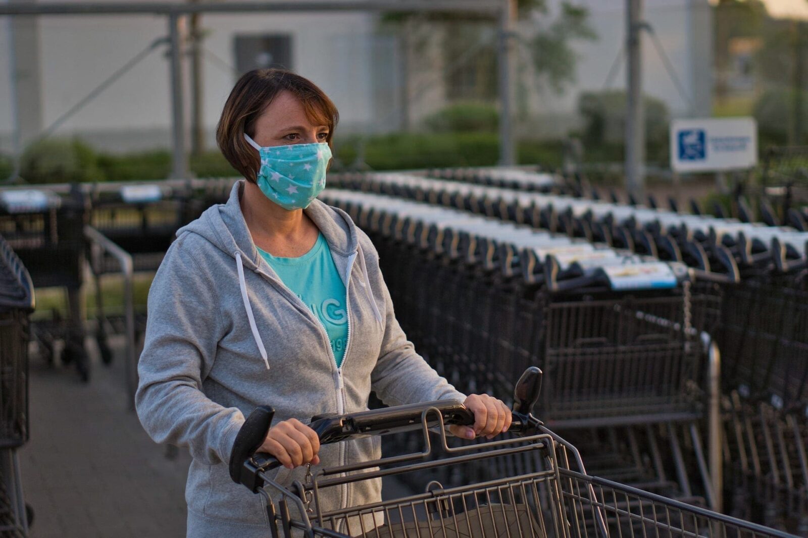 Woman shopping and wearing mask