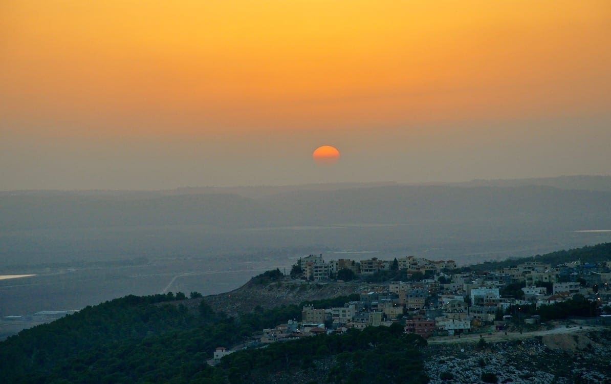 A setting sun in Nazareth.