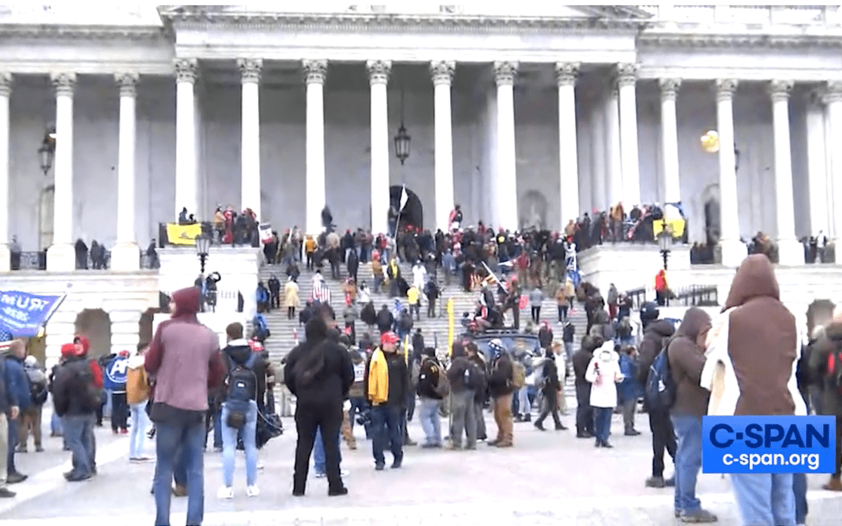 Trump supporters protesting at the U.S. Capitol building.