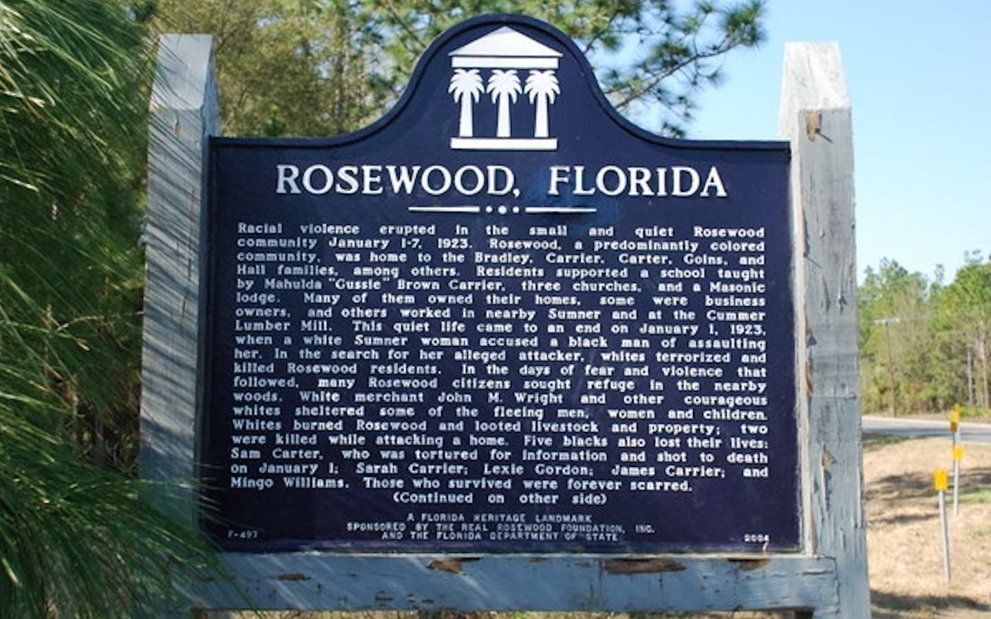 A sign in Rosewood