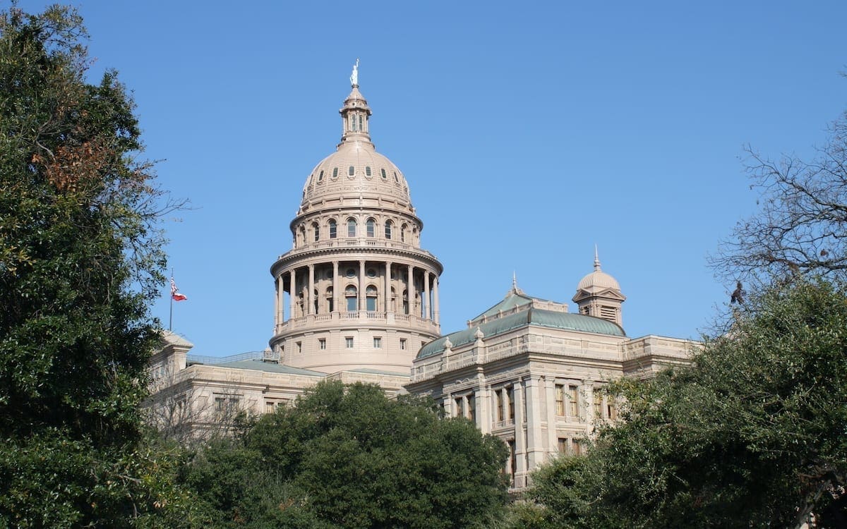 The capitol building in downtown Austin