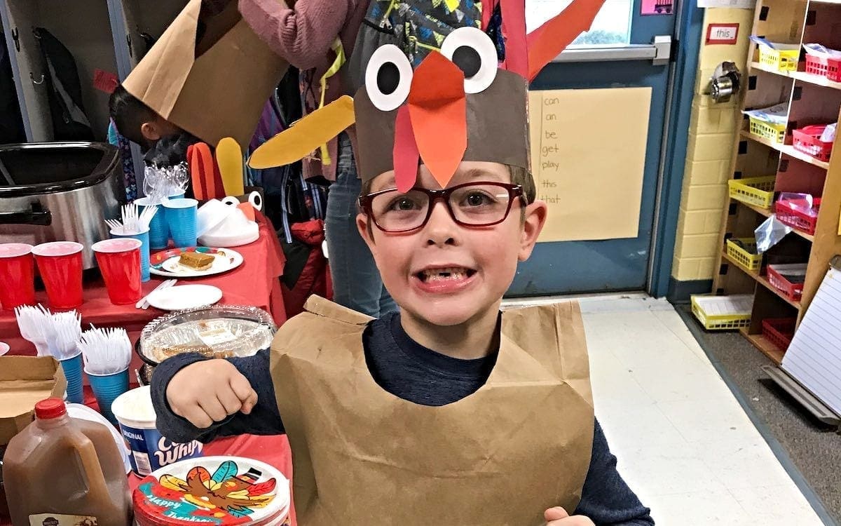 Miller’s son in Turkey Parade costume|One of Suzanne Parker Miller’s sons wearing his Turkey Parade costume. (Photo: Suzanne Parker Miller)