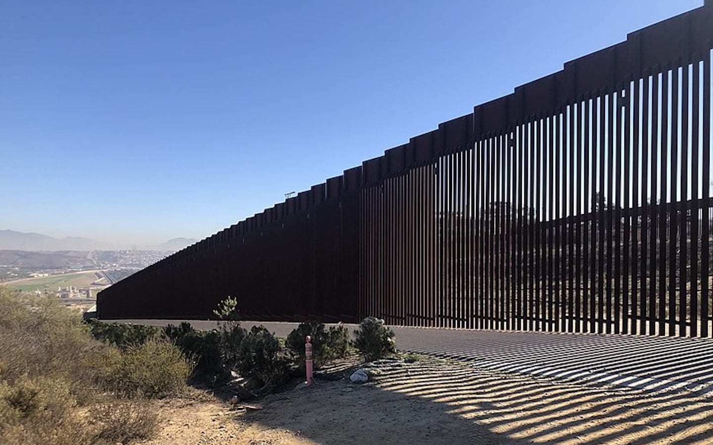 The wall at the U.S - Mexico border near San Diego