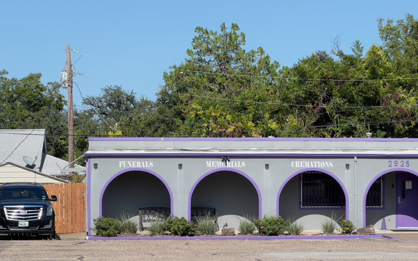 The outside of a Black owned funeral home in Waco, Texas.
