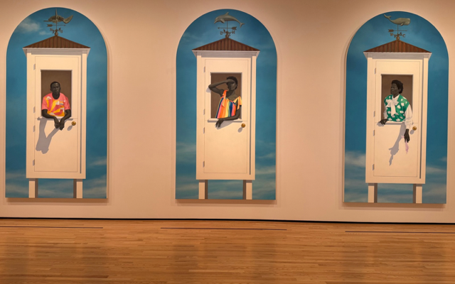 A picture of Amy Sherald’s triptych Ecclesia (The Meeting of Inheritance and Horizons).