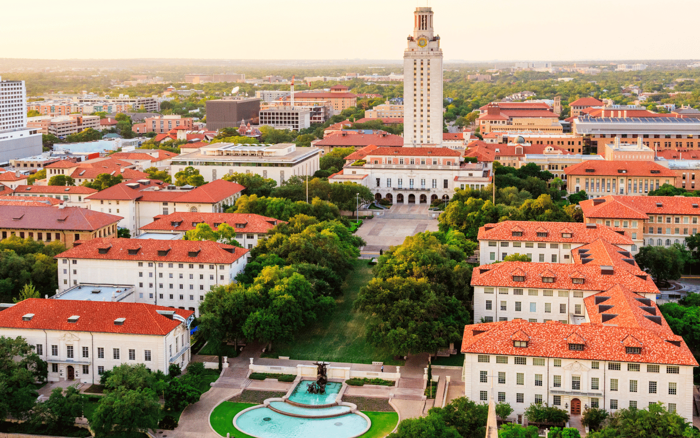 An aerial view of the University of Texas
