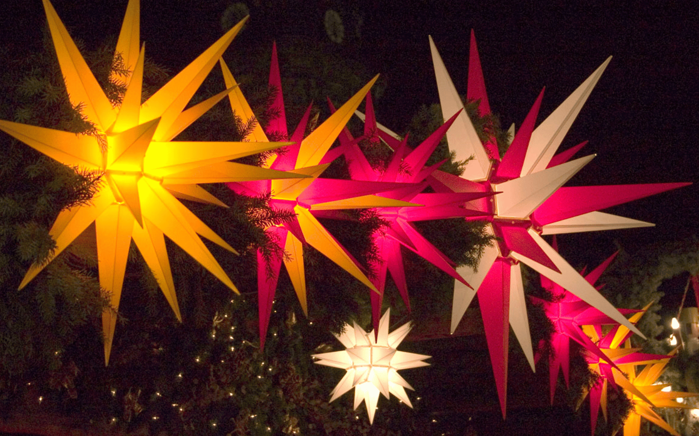 A constellation of Moravian stars in Dresden, Germany.