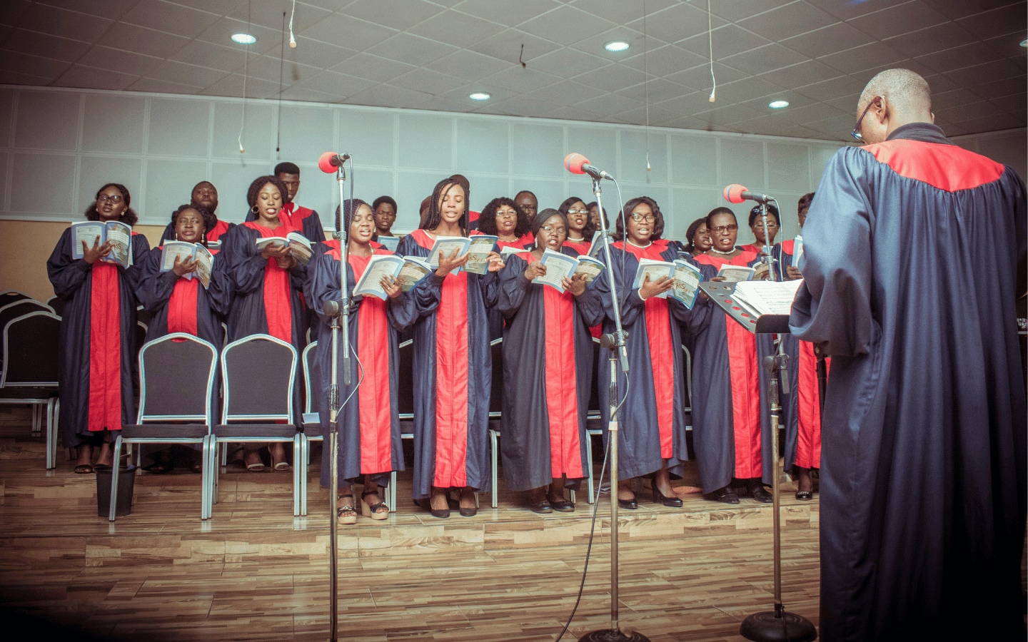 A church choir in Ibadan Nigeria, sings at Christmastime.