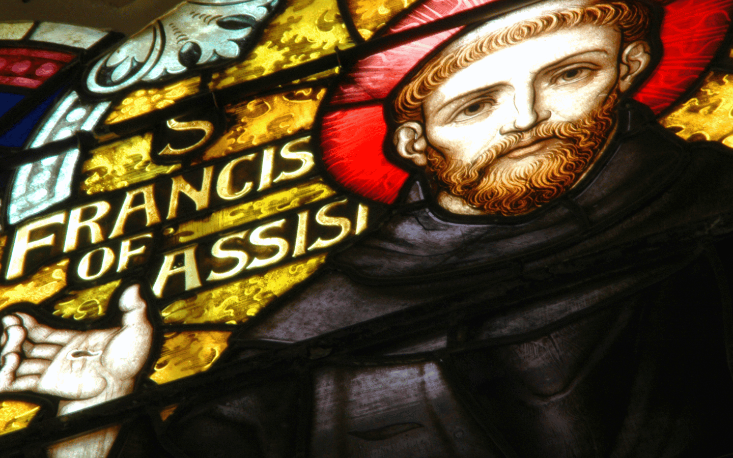 A stained glass of St. Francis of Assisi