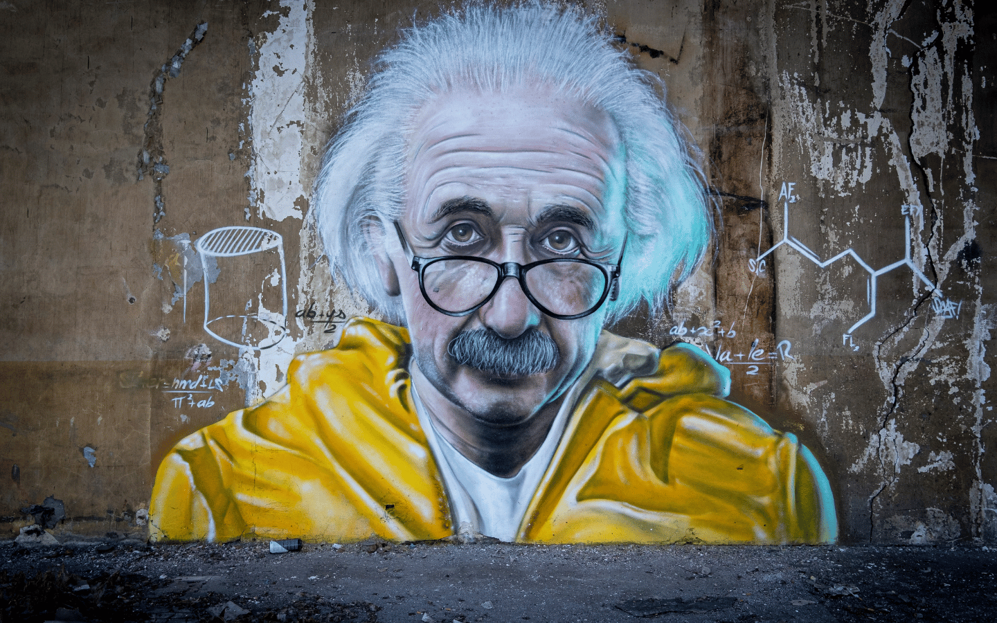 A mural depicting Albert Einstein.